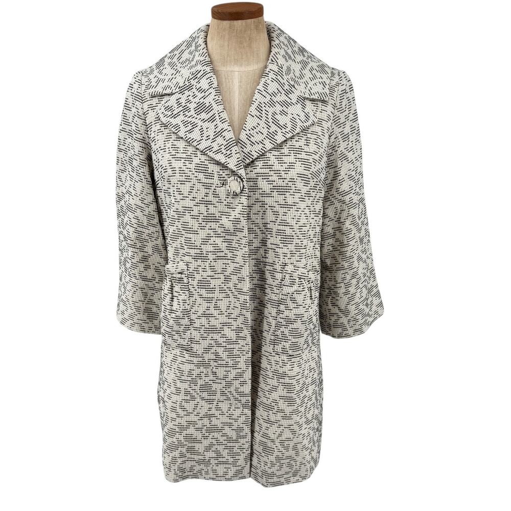 Etcetera Cotton Tweed Vintage A Line One Button Coat Jackie O 50s Size 4 NEW